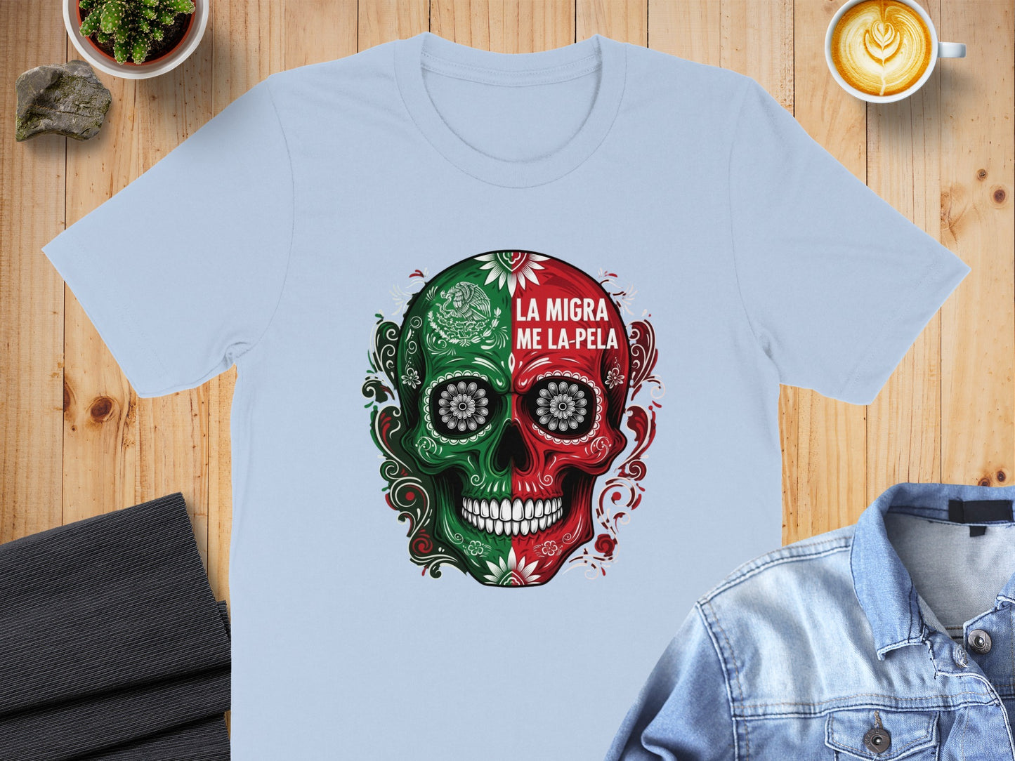 La Migra Me La Pela Skull Art Design Shirt product