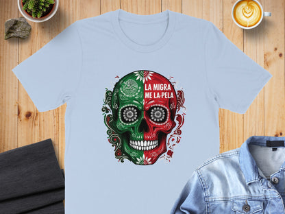 La Migra Me La Pela Skull Art Design Shirt product