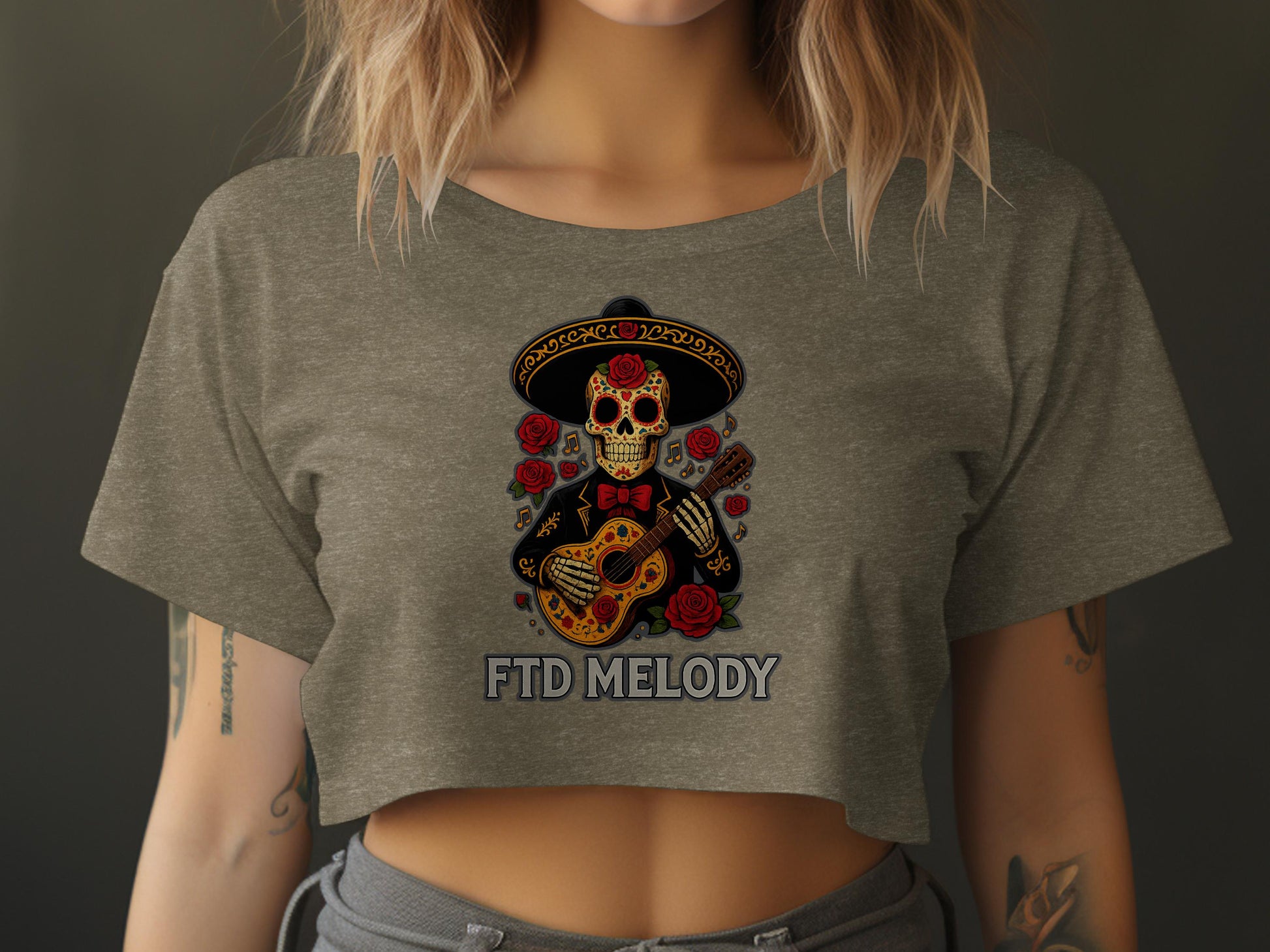 Chic Skull Guitar Graphic Cropped Top FTD Melody product type