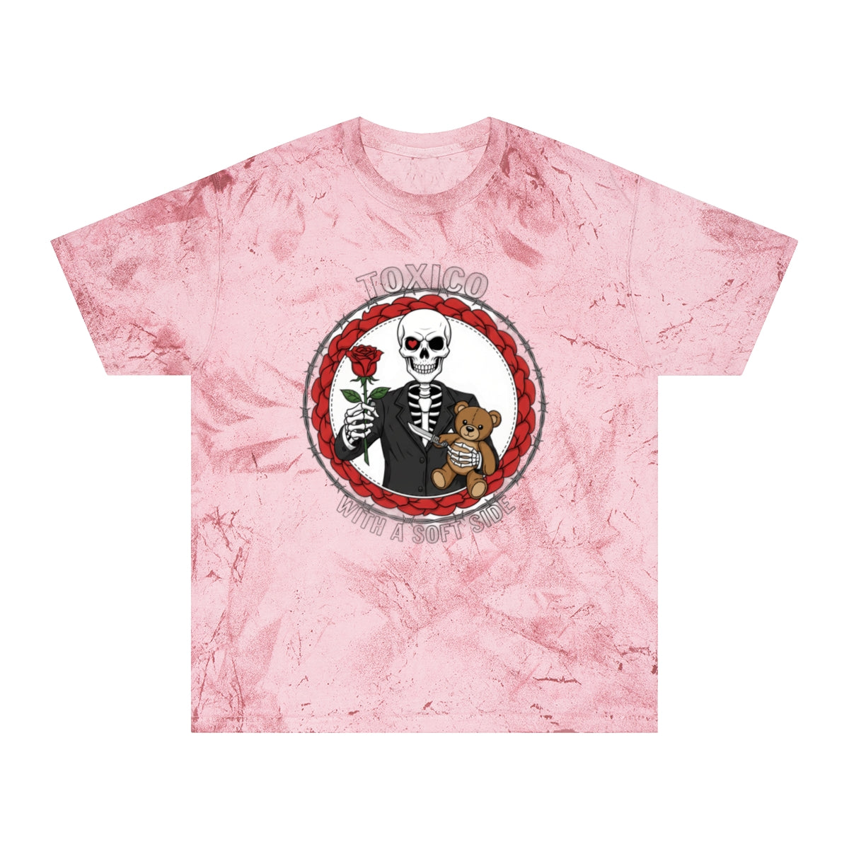 Pink Toxico With A Soft Side Skull and Teddy T-Shirt