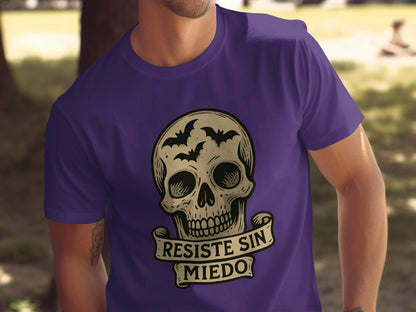 Resiste Sin Miedo Skull Design Purple Shirt product type