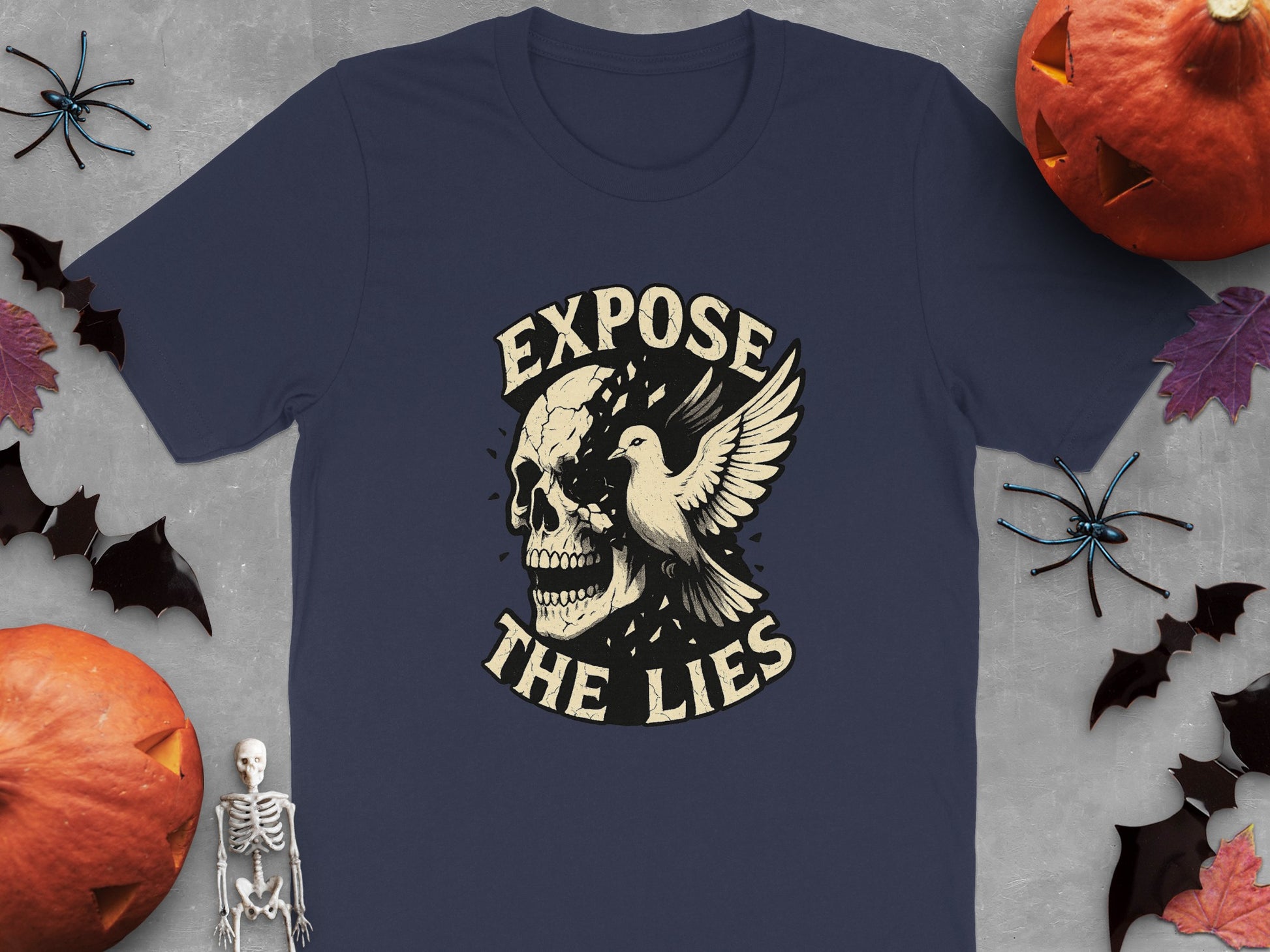Expose The Lies Skull and Bird Graphic T-Shirt product
