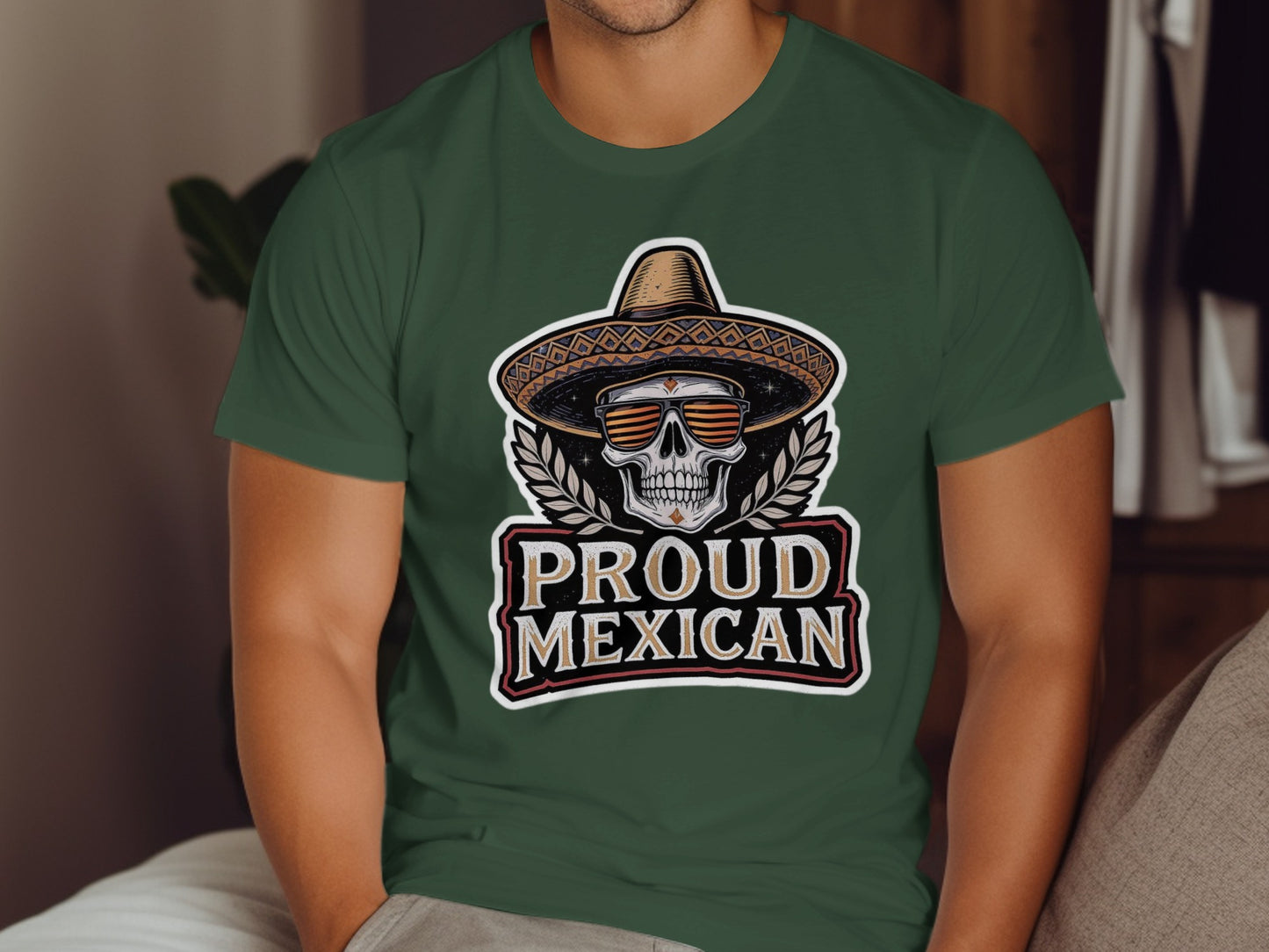 Proud Mexican Skull with Sombrero T-shirt product type
