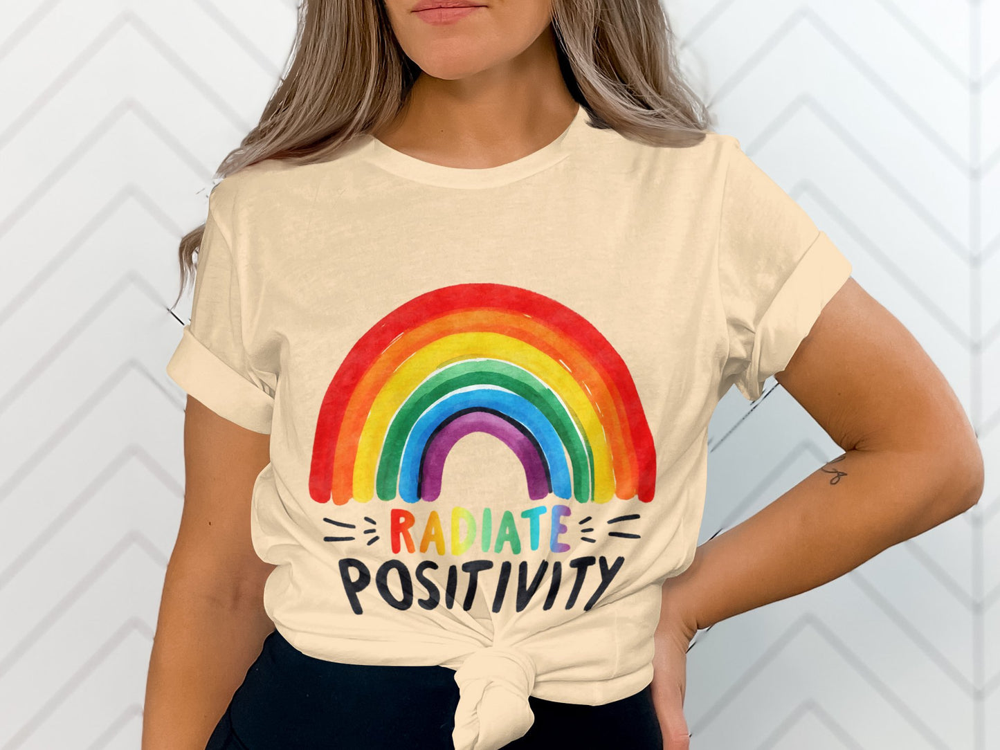Radiate Positivity Rainbow Graphic T-Shirt product