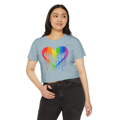 Pride corp top Rainbow Heart Women’s Festival Crop Top - Vibrant and Fun Summer Wear