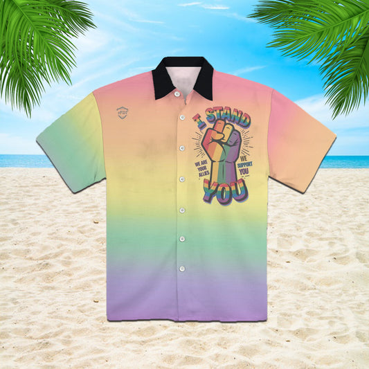 Unisex Linen Hawaiian Shirt by AOP LGBTQ Pride Month | Gay Pride Parade | Black & Trans Celebration Clothing