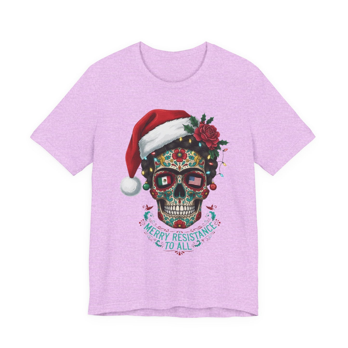 Christmas Sugar Skull T-Shirt — "Merry Resistance to All" Holiday Tee