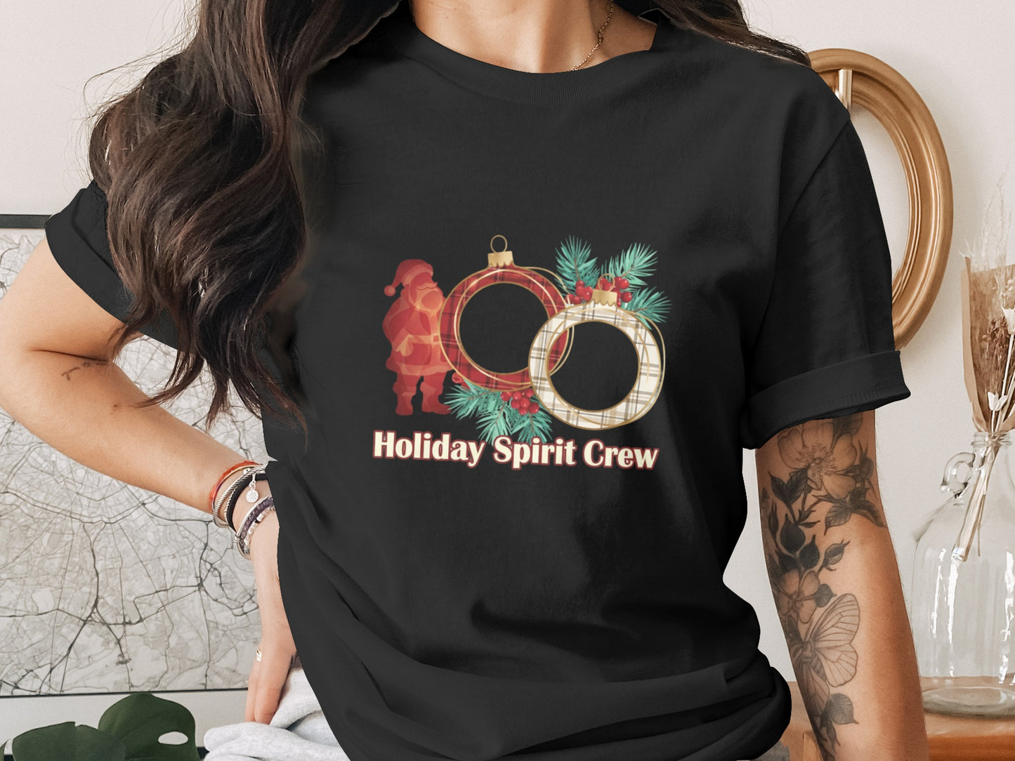 Holiday Spirit Crew Festive Graphic T-Shirt