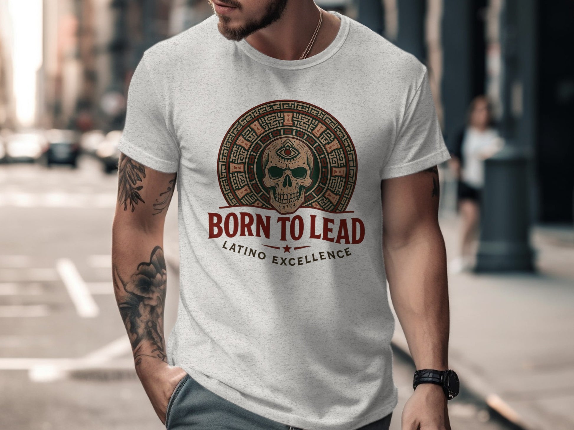 Born to Lead Latino Excellence Skull T-Shirt product