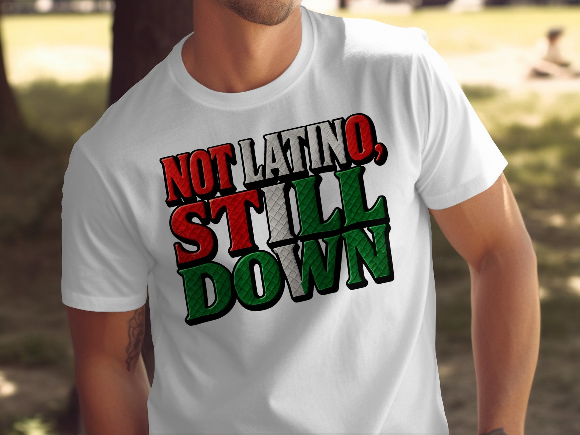 Not Latino Still Down Graphic White Shirt product