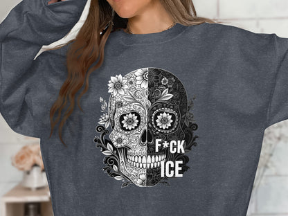 Floral Skull Graphic Print Oversized Sweatshirt product type
