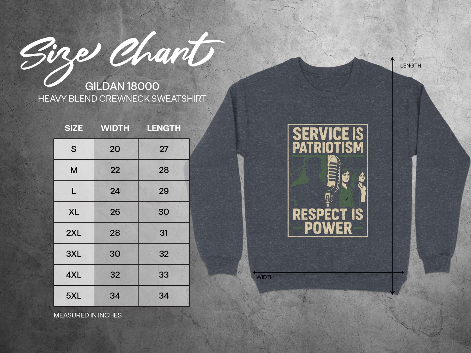 Service is Patriotism Respect is Power Sweatshirt product type
