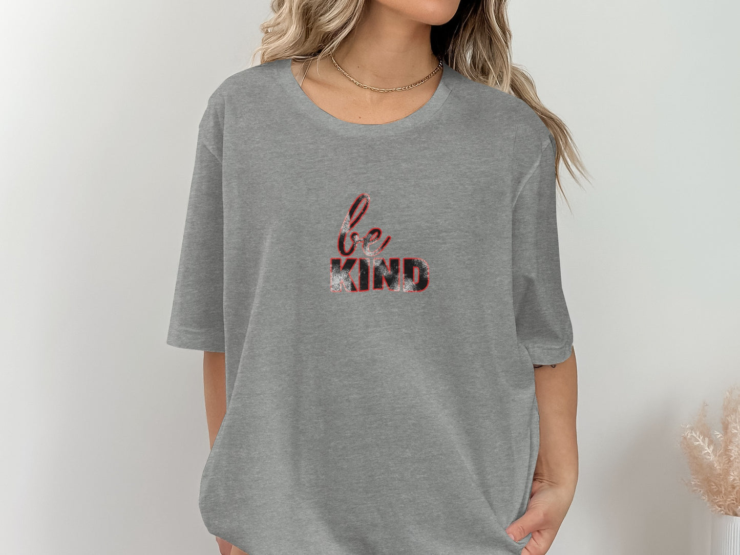 Grey Be Kind Text Graphic T-Shirt for Casual Wear