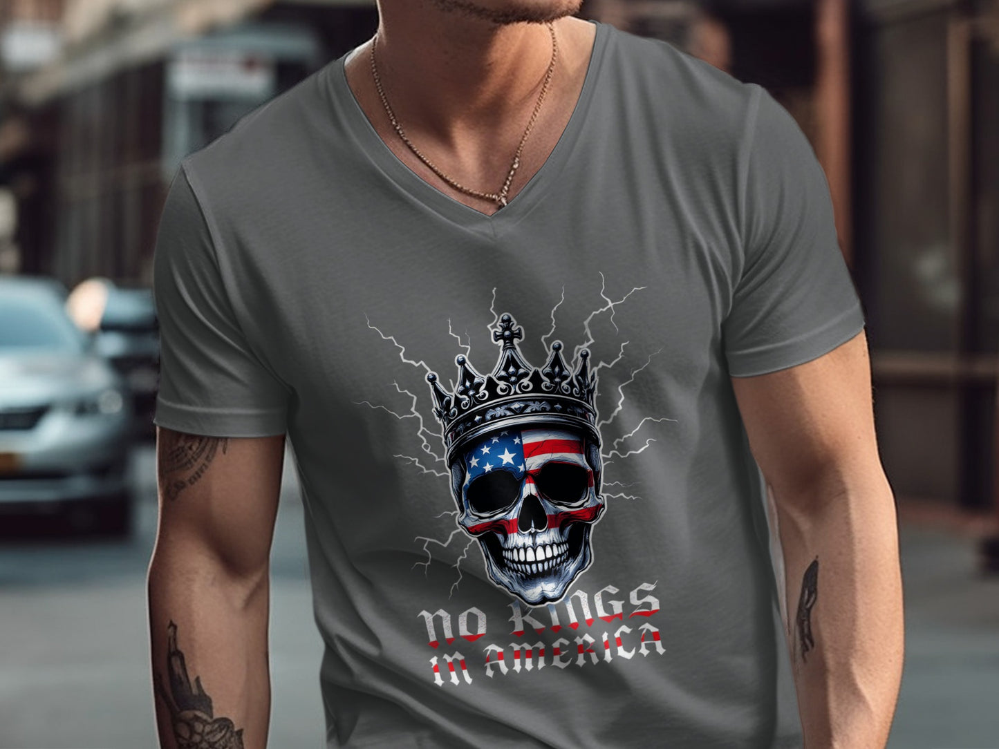 No Kings in America Skull Graphic T Shirt
