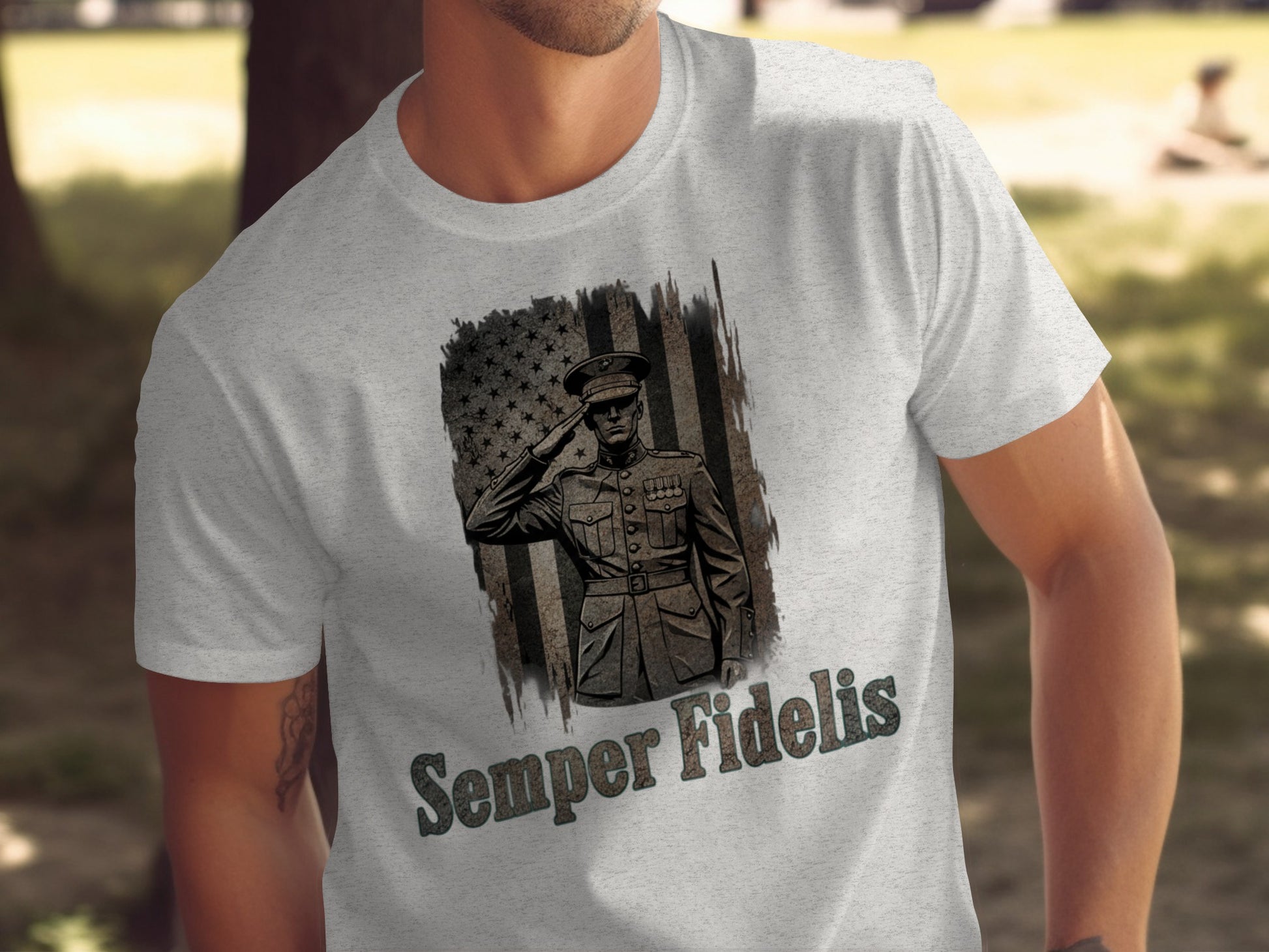 Semper Fidelis Saluting Officer Patriotic T-shirt