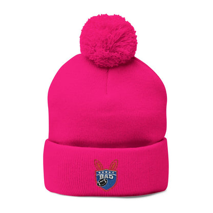 Pink Pom-Pom Beanie with Bad Bunny Embroidered Logo Hat