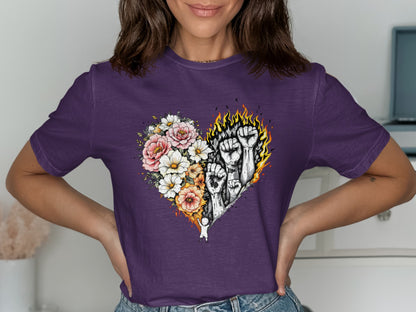 Empowerment Heart Flowers Graphic Tee Shirt product type
