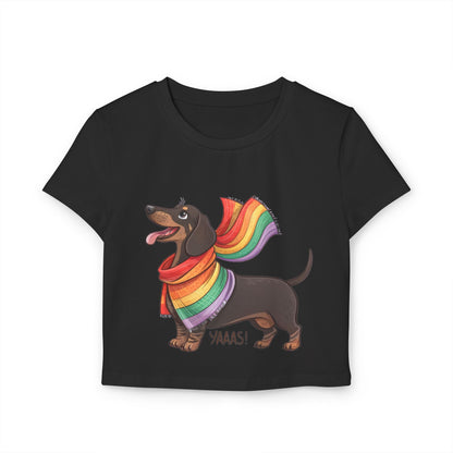 Rainbow Dachshund Women's Baby Tee – Fun & Whimsical Pride Apparel