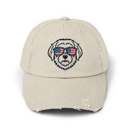 Stylish Dog with Sunglasses Print Beige Hat product type