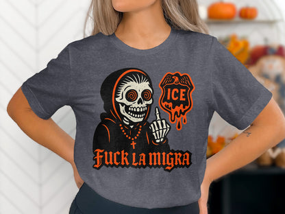Fuck La Migra Skeleton ICE Graphic Tee Shirt product