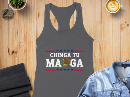Chinga Tu Maaga Racerback Tank Graphic Print product
