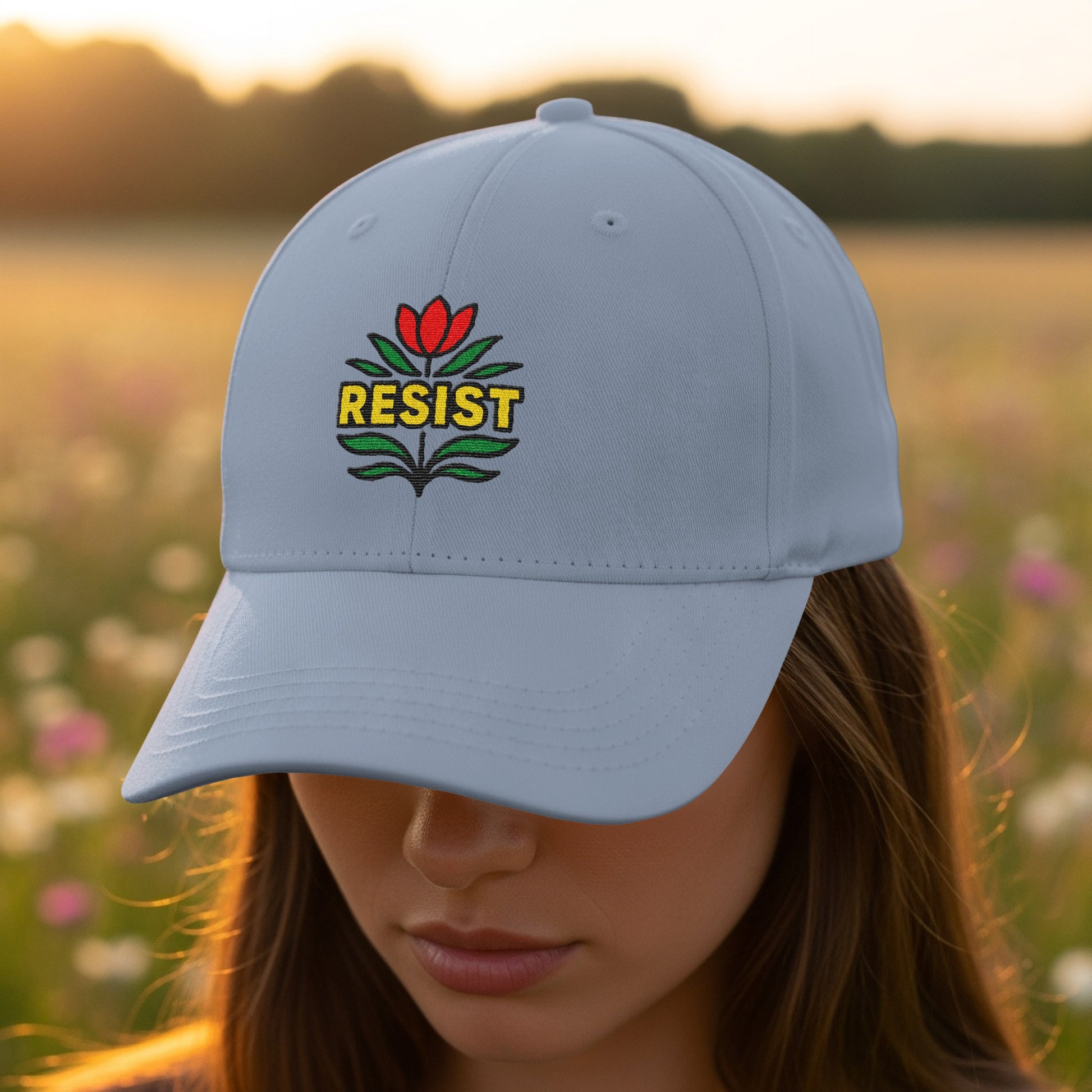 Resist Flower Embroidered Unisex Cap product type