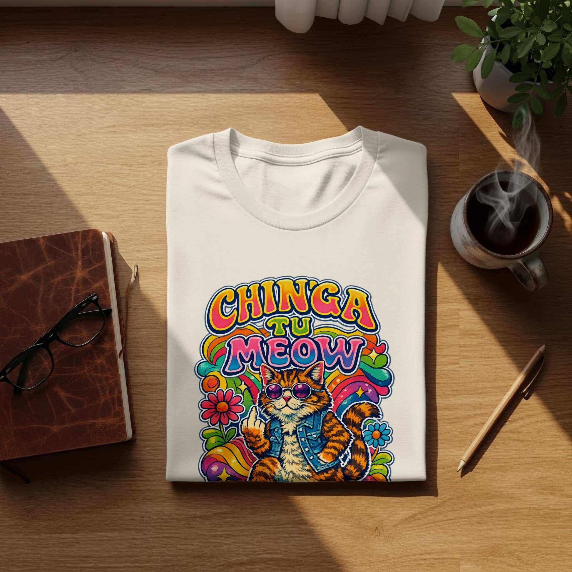 Psychedelic Cat Chinga Tu Meow Retro Design product type