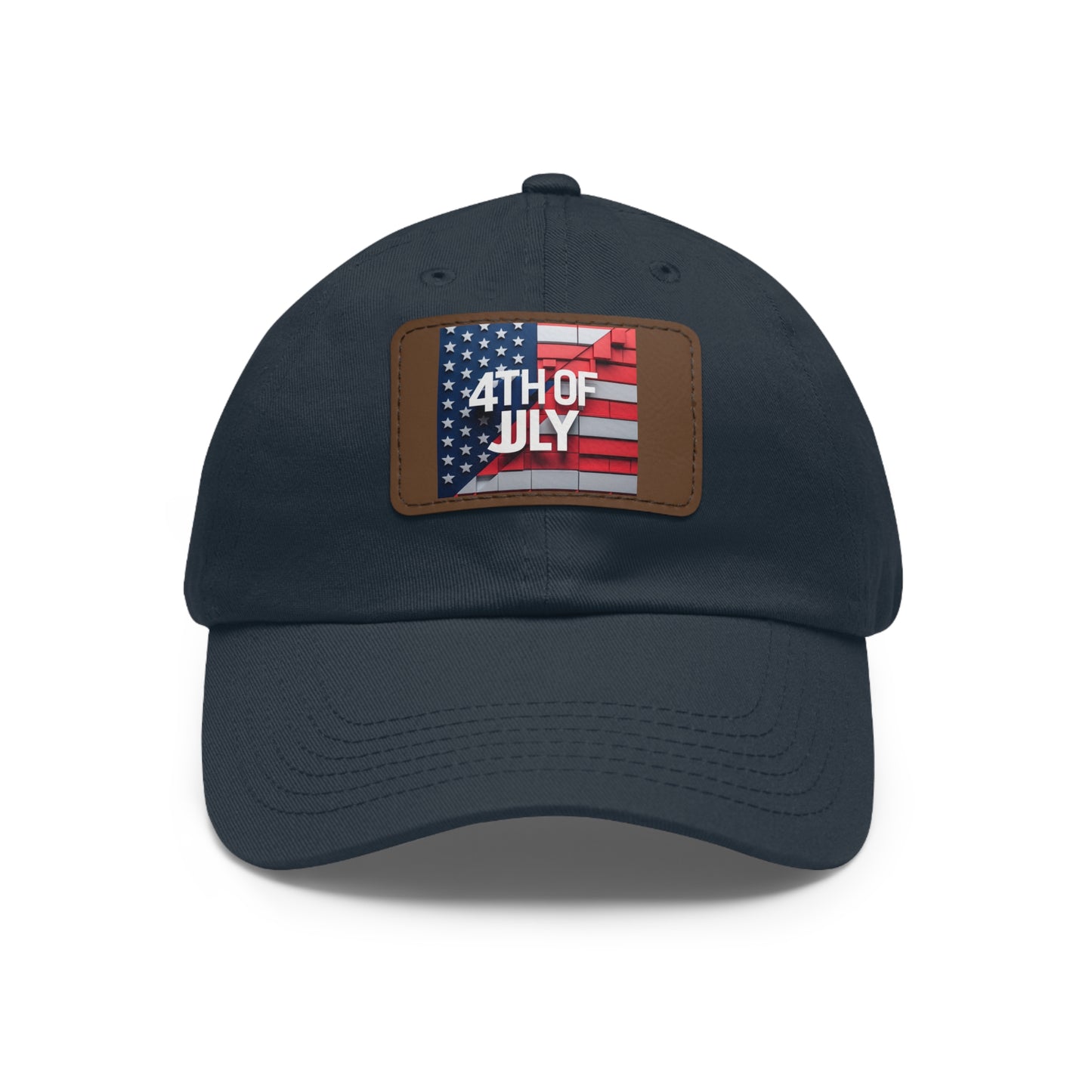 4th of July Dad Hat with Leather Patch - Patriotic Cap for Independence Day