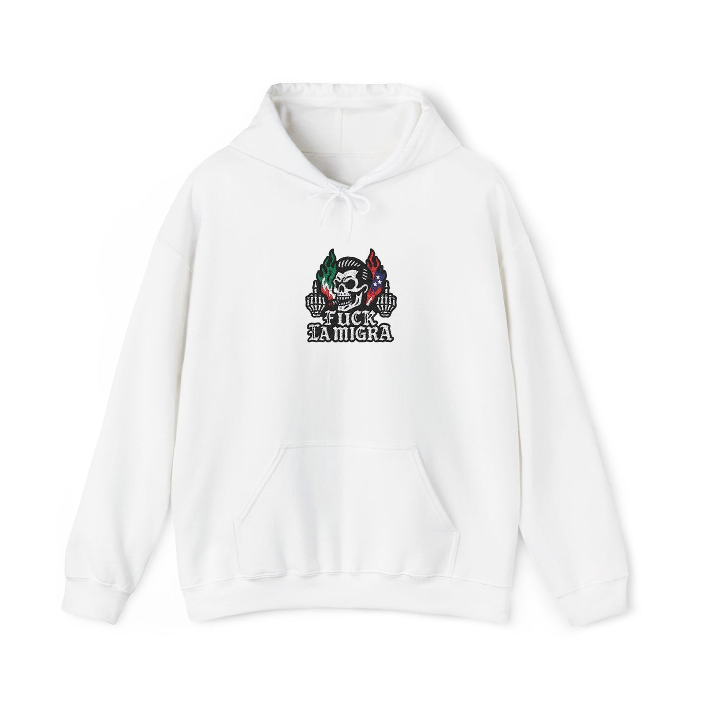 Fuck La Migra Embroidery Hoodie Anto Trump Hoodie Unisex Heavy Blend™ Hooded Sweatshirt