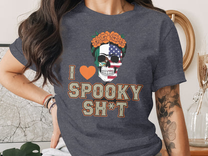 I Love Spooky Sht Skull Flower Graphic T-Shirt product