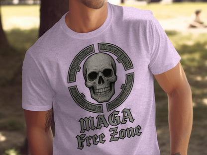 MAGA Free Zone Skull Design Tee for Statement Shirt