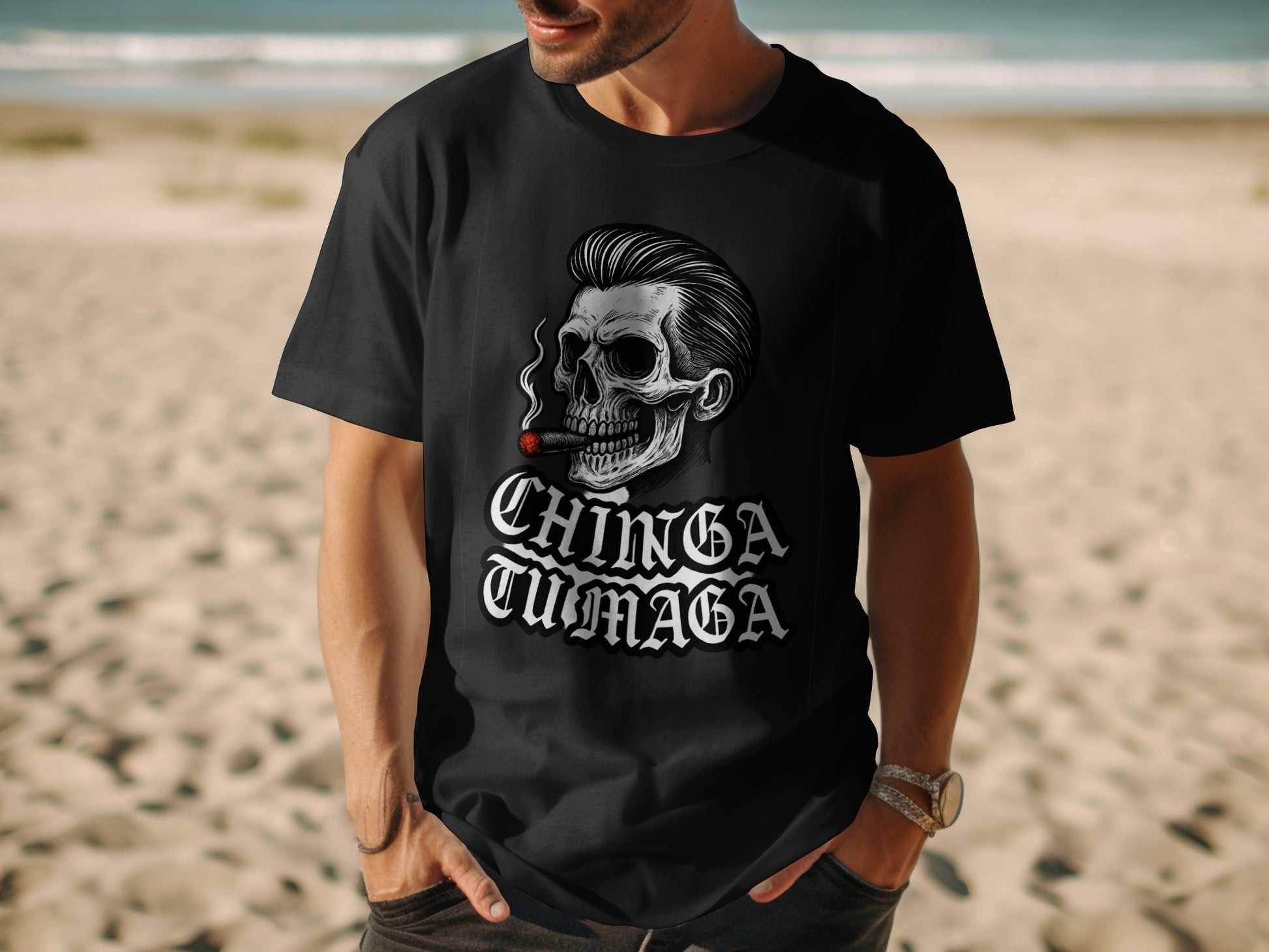 Gothic Skull with Cigar Graphic Men's T-Shirt product