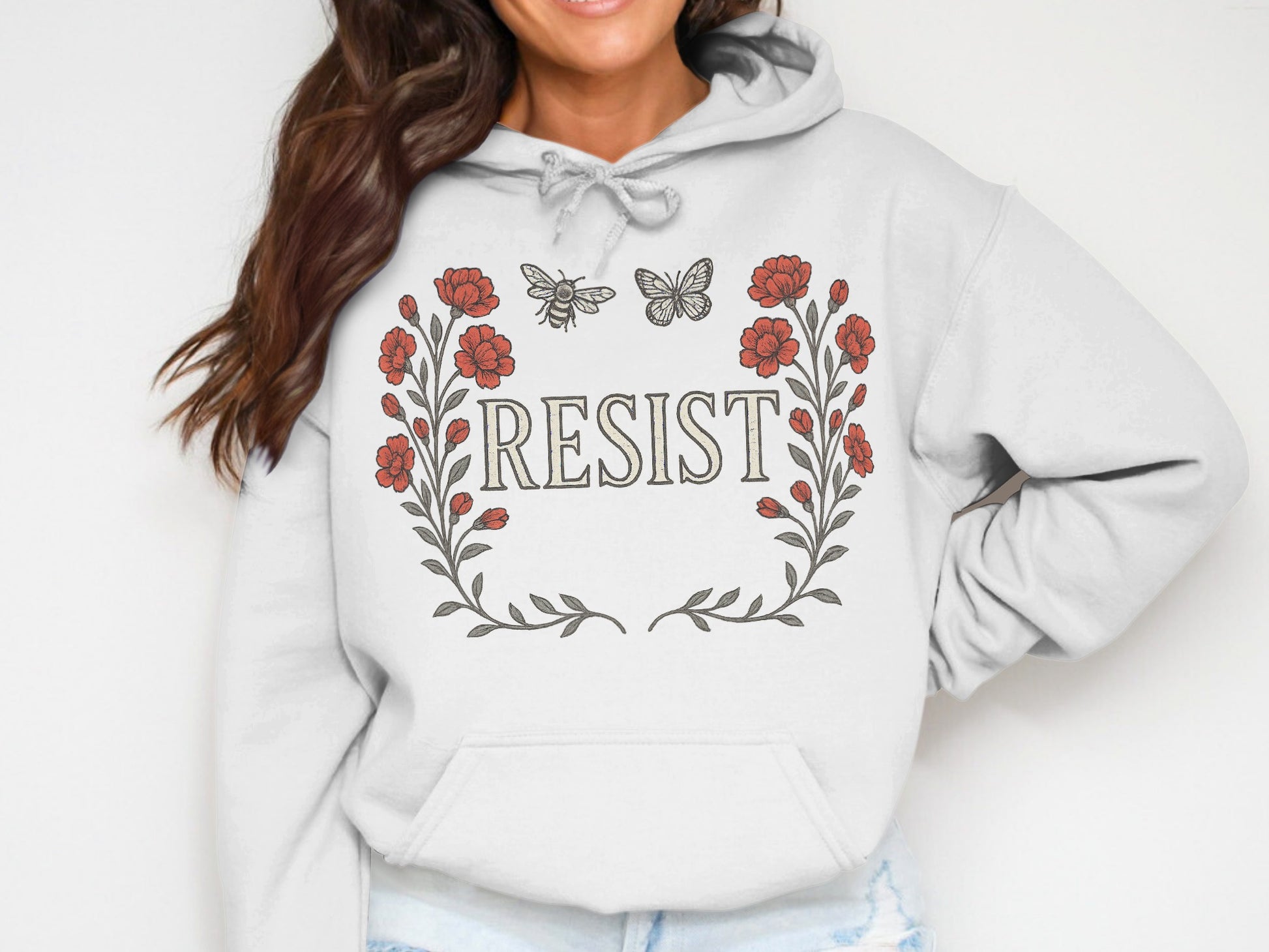 Resist Flowers and Butterflies Hooded Sweatshirt product type