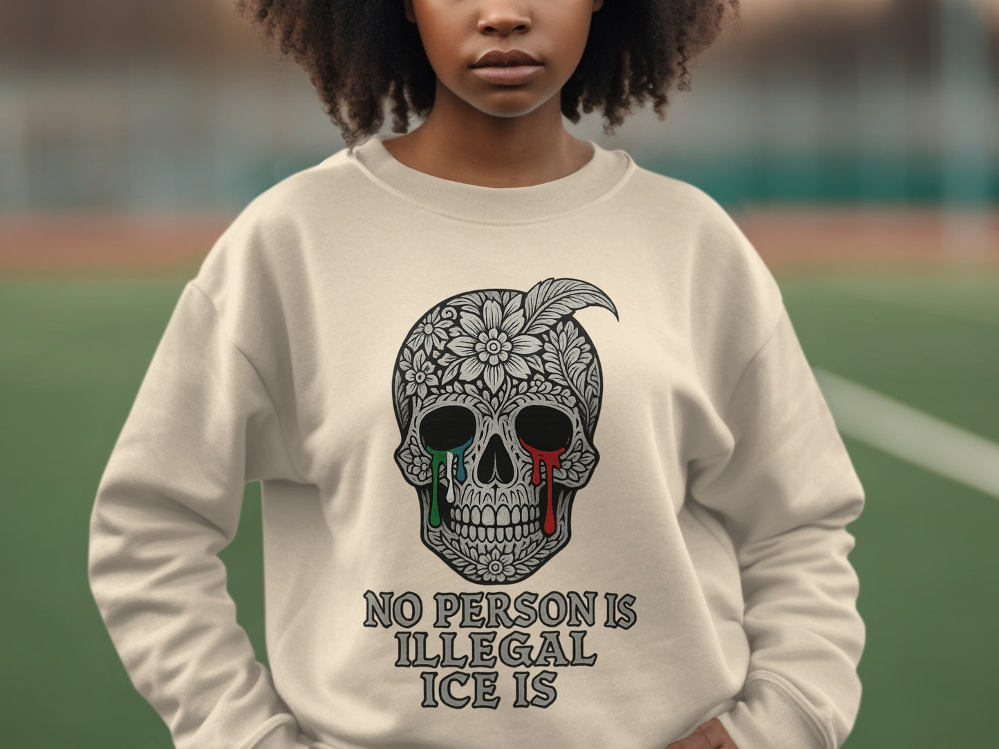 No Person is Illegal ICE Is Graphic Skull Hoodie