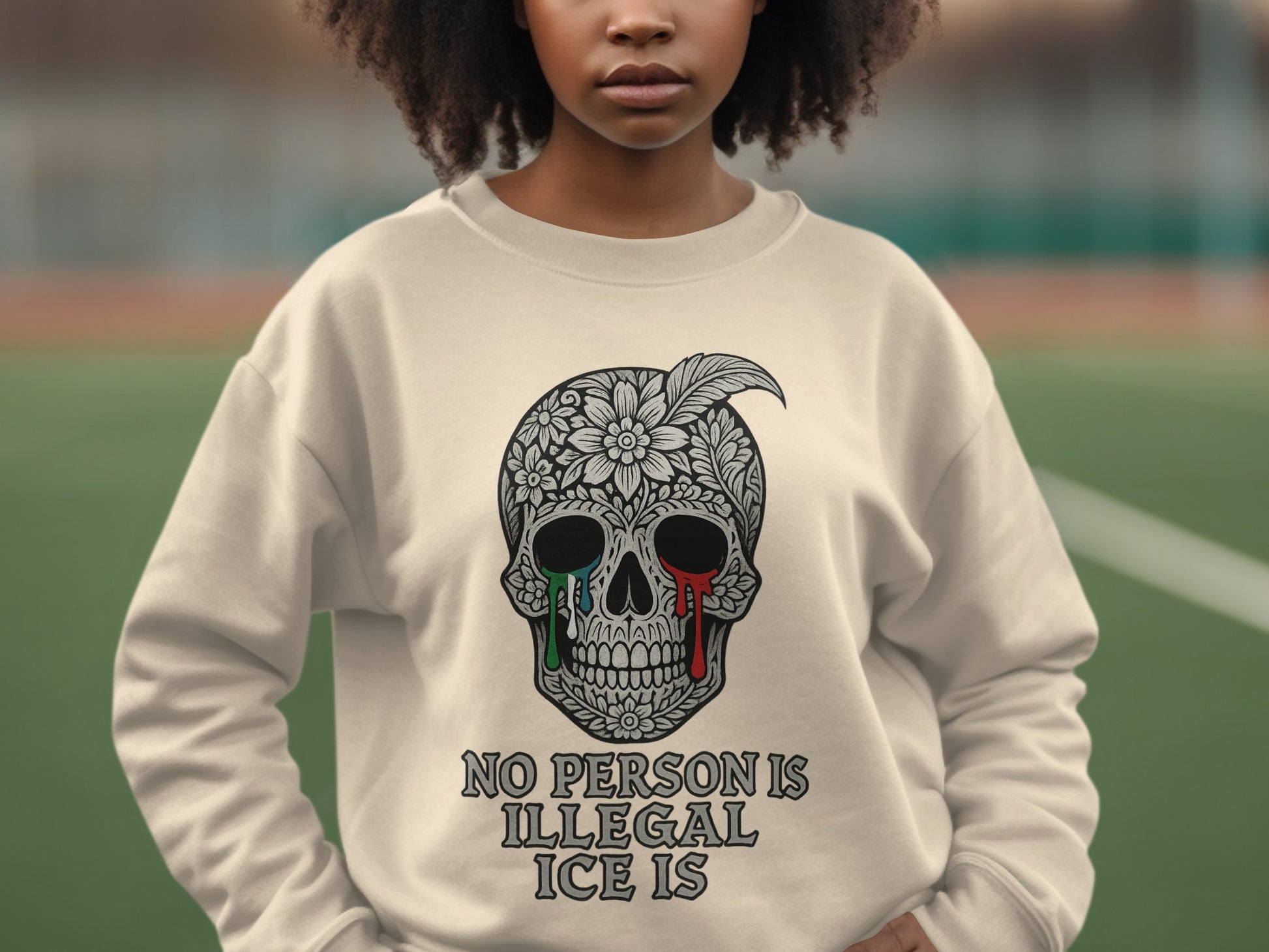 No Person is Illegal ICE Is Graphic Skull Hoodie