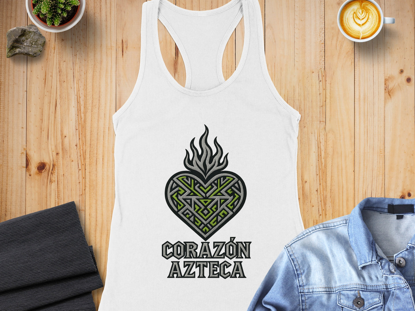 Corazon Azteca Tank Top with Heart Design