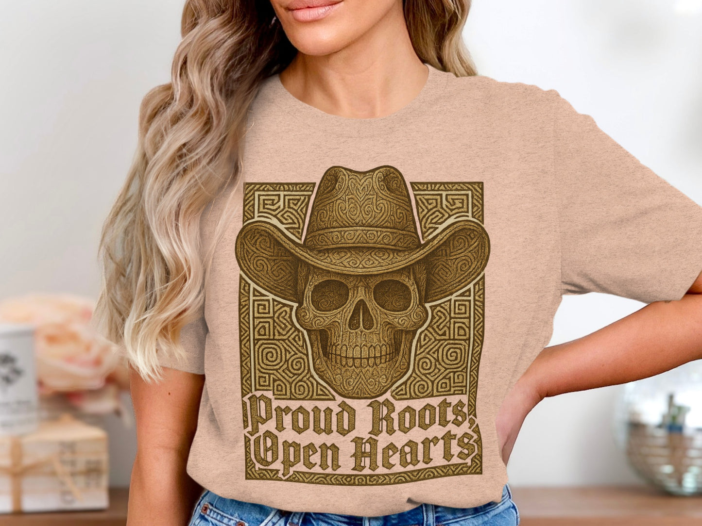 Proud Roots Open Hearts Skull Cowboy Tee