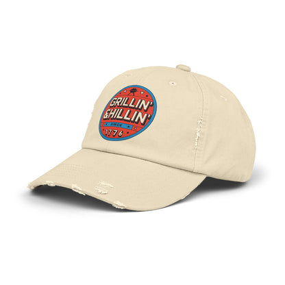 Grillin' Shillin' Unisex Distressed Cap - Casual Outdoor Hat for BBQ Lovers