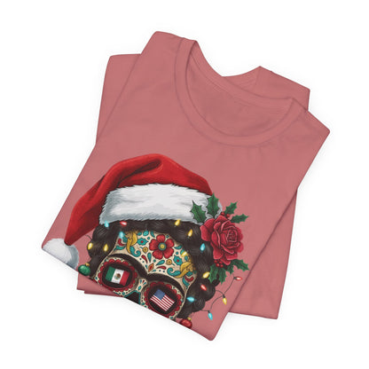 Christmas Sugar Skull T-Shirt — "Merry Resistance to All" Holiday Tee