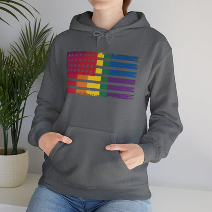 Pride American Flag Hoodie - Unisex Heavy Blend Sweatshirt