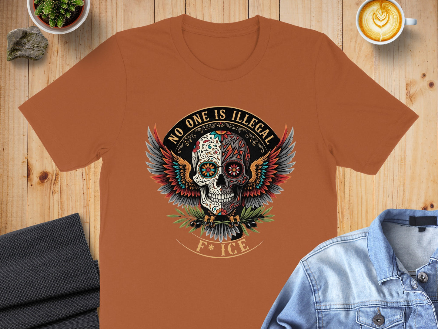 No One Is Illegal F* Ice Skull Graphic T-shirt product