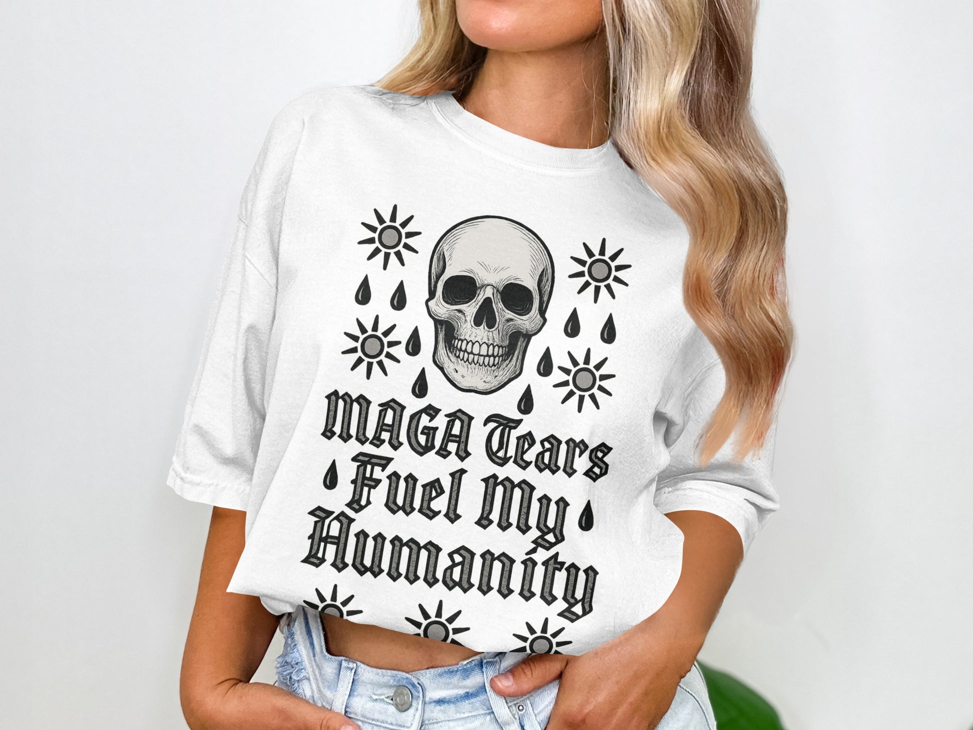 MAGA Tears Fuel My Humanity Skull Design T-Shirt