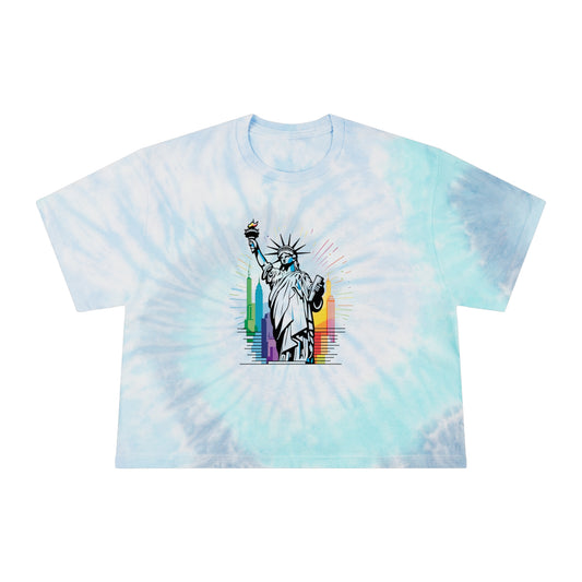 Pride corp tee Retro Women&#039;s Tie-Dye Crop Tee - Statue of Liberty Design