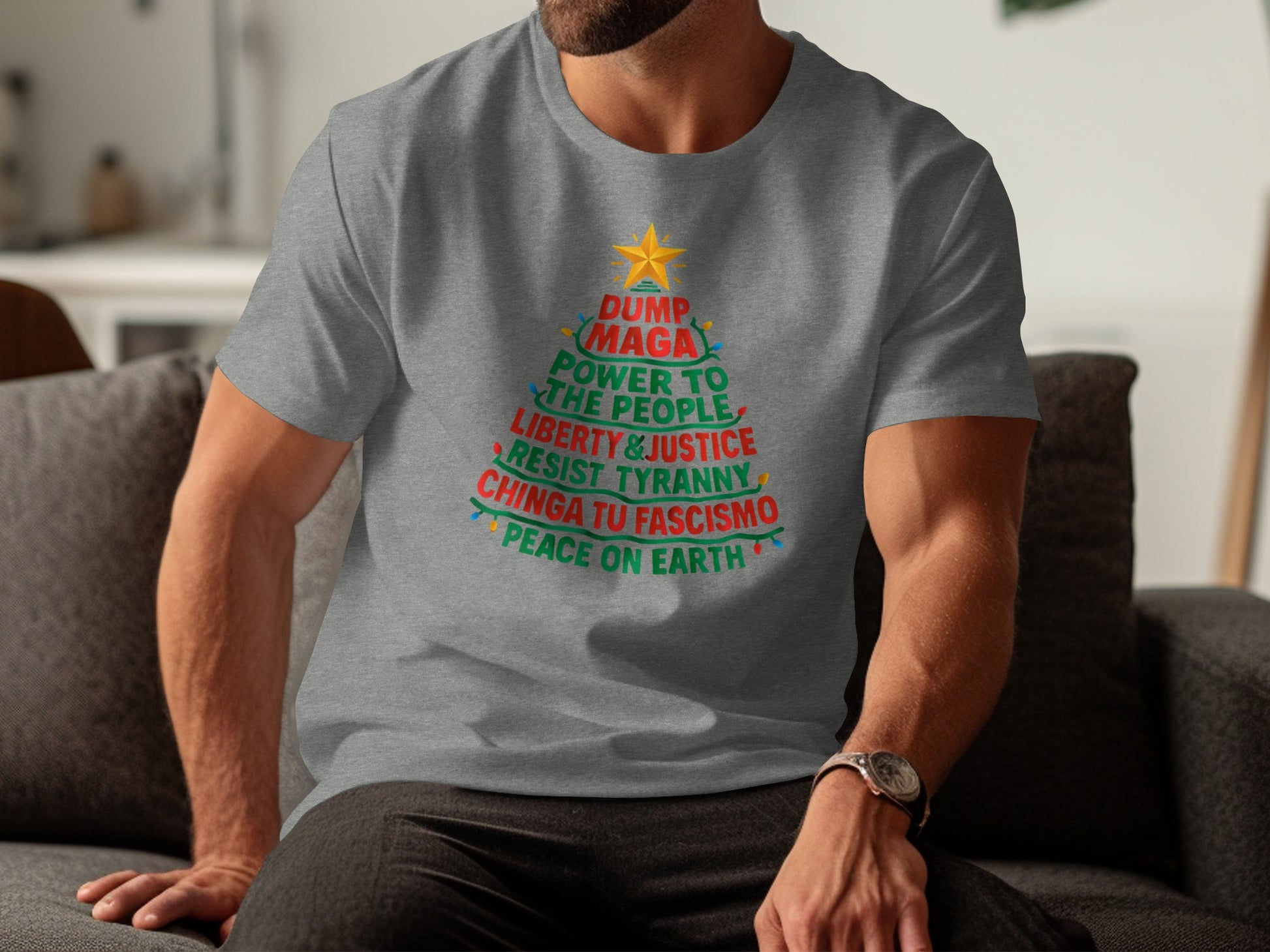 Dump MAGA Christmas Tree Liberty Justice Shirt