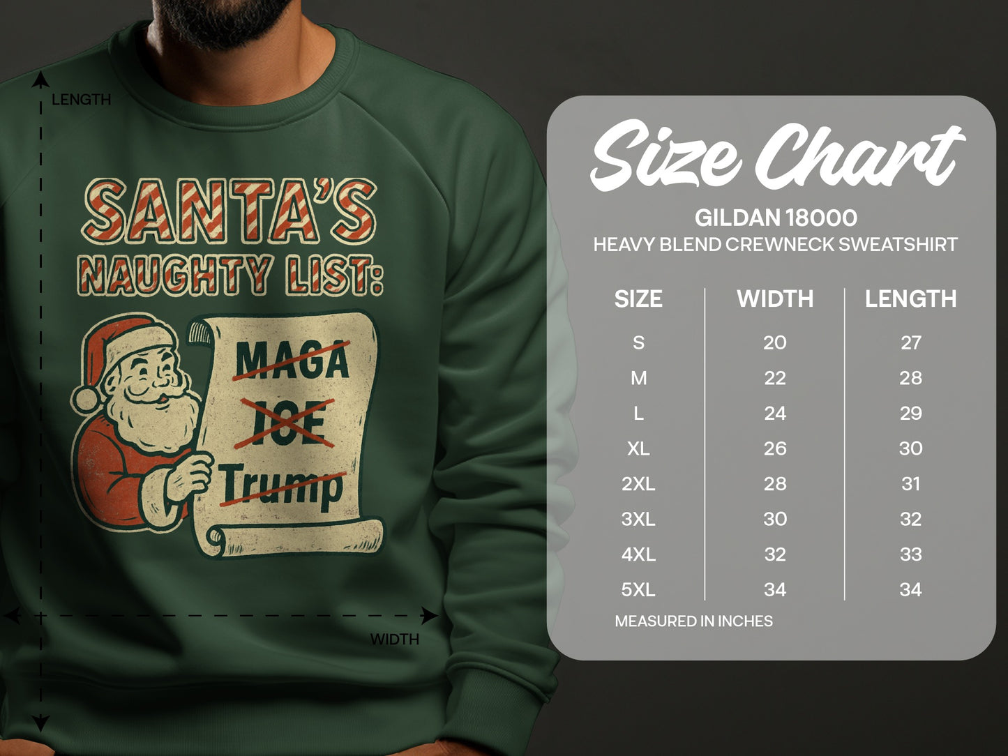 Santa's Naughty List Crewneck Sweatshirt Holiday Gift