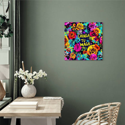 Chinga Tu Maga Metal Print, High Gloss Floral Art, Wall Decor, Gift for Home, Vibrant Aluminum Print, Tropical Wall Display