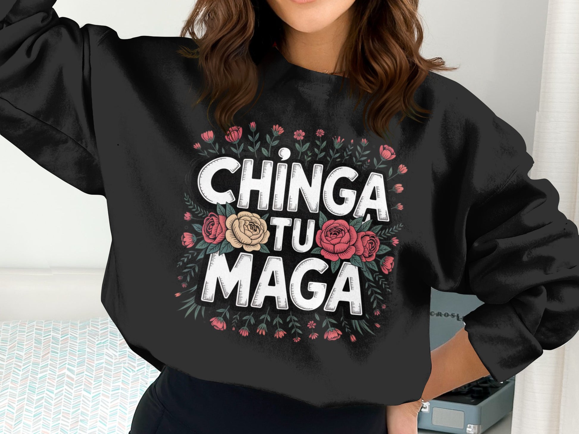 Chinga Tu Maga Floral Design Sweatshirt product