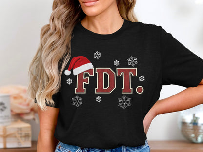 Festive Santa Hat FDT Snowflakes Graphic Shirt
