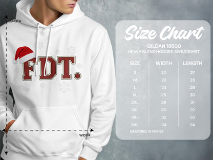 FDT Santa Hat and Snowflakes Design Hooded Sweatshirt