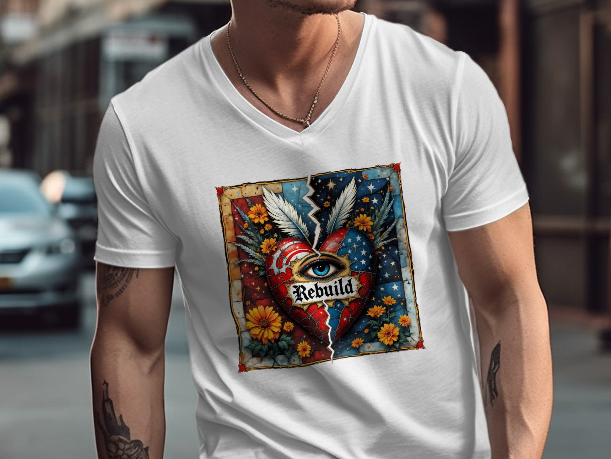 Heart Rebuild Eye Tattoo Style Graphic T-Shirt product type